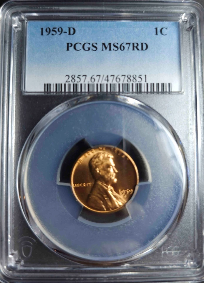 Lincoln 1st Memorial 1c Cent Penny 1959-D PCGS MS67RD "L" On Rim DDO - Image 2 of 4