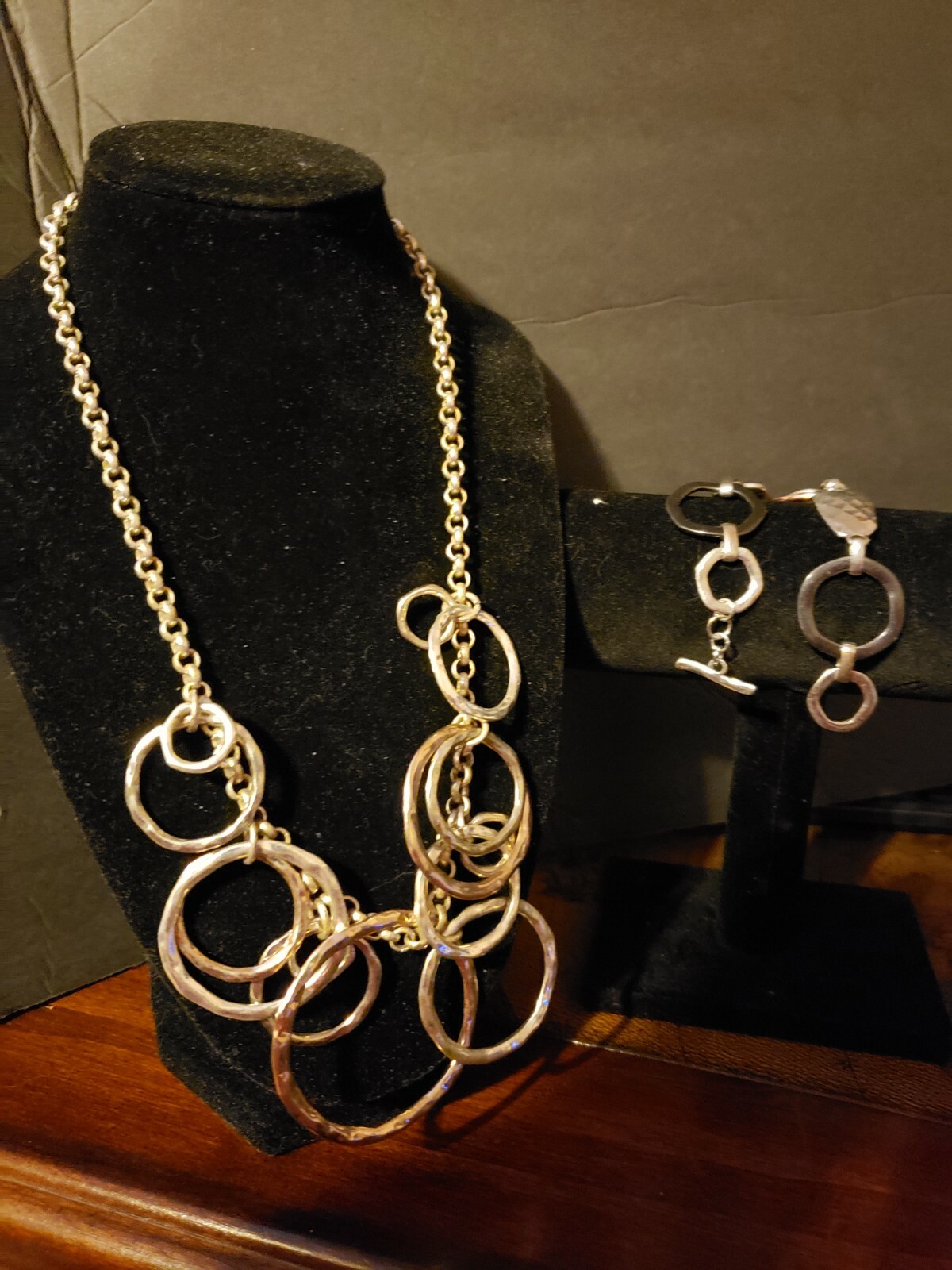 Multi Circle Necklace Silver Adjustable Length  a… - image 6