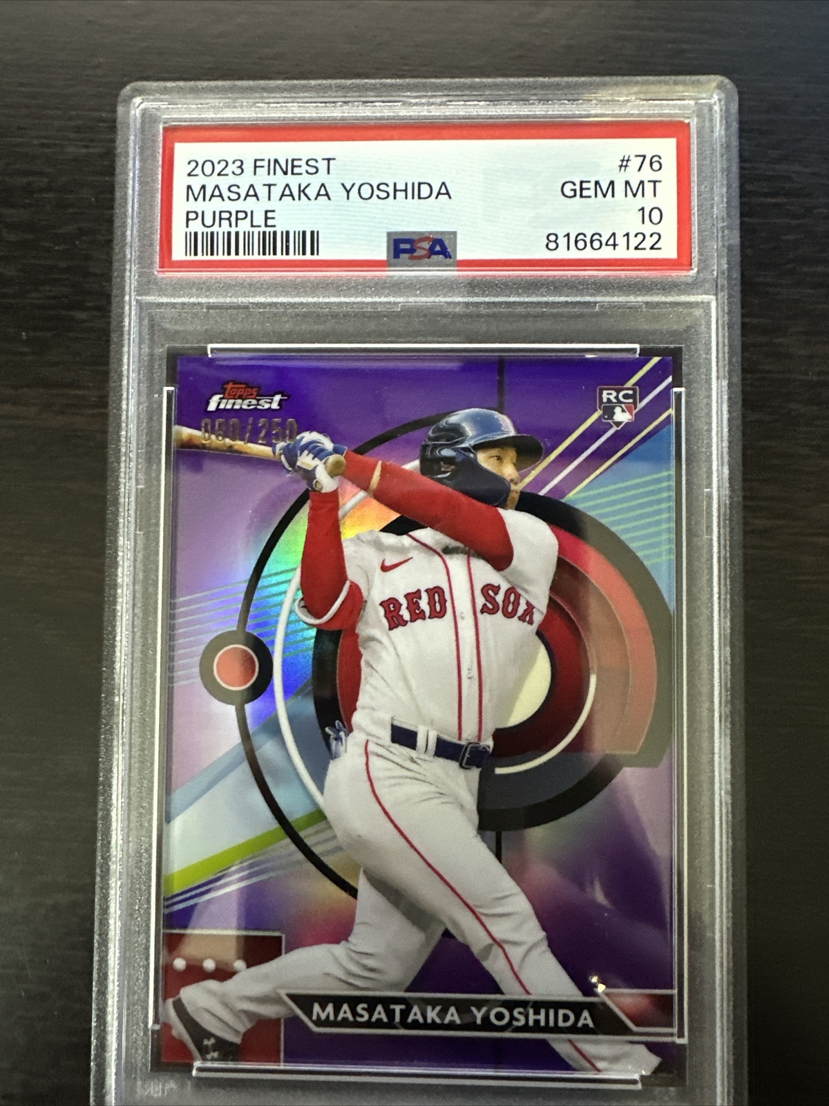 2023 Topps Finest - Purple Refractor #76 Masataka Yoshida /250 (RC) Psa 10