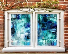 3D Blue Circle A453 Window Film Print Sticker Cling Stained Glass UV Sinsin