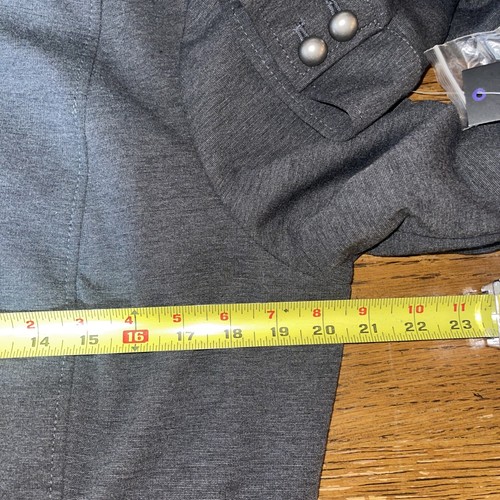 NWT Apt. 9 Women's Gray Charcoal Heather Zip Jacket Large Flare Hem Buttons - Picture 4 of 6