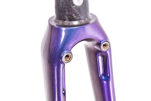 USED Trek Emonda 700C Carbon Road Fork Rim Brake QR w/ Carbon Steerer Purple - Picture 4 of 6