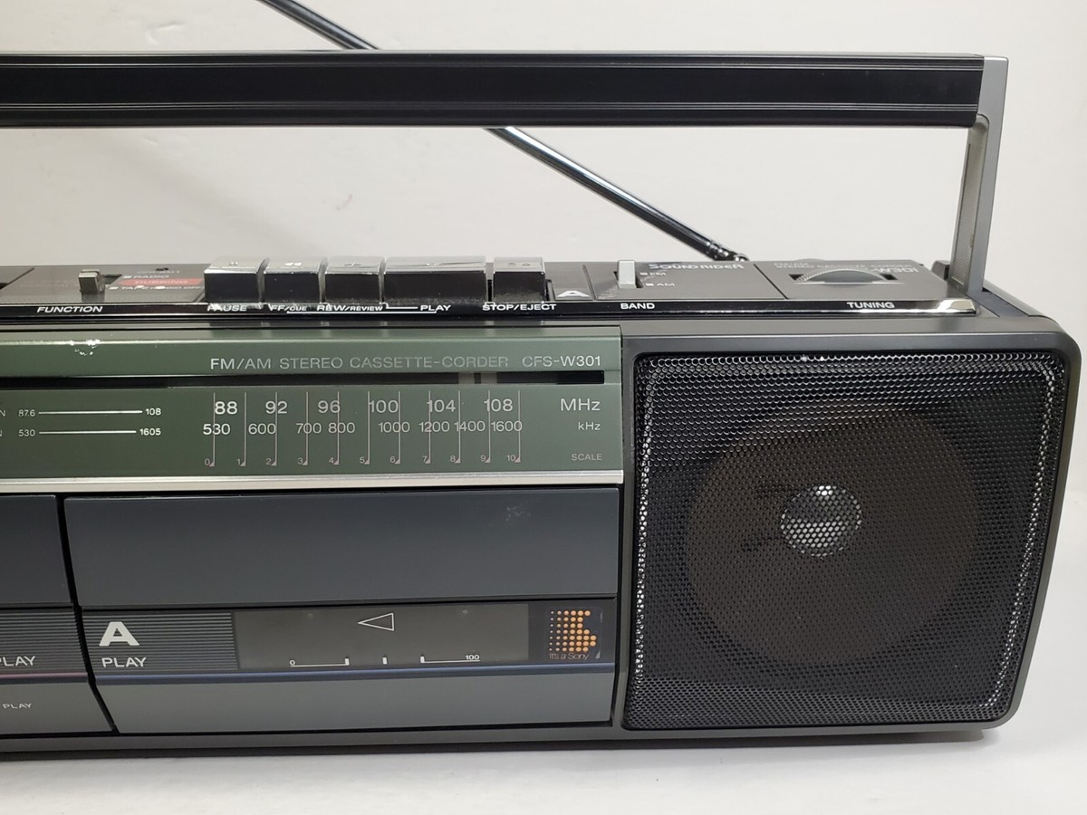 Vintage 80's Black SONY Radio Cassette Portable Stereo Boom Box CFS-1200  READ