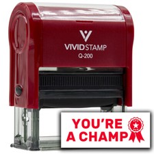 Vivid Stamp You re a Champ Teacher Feedback Self-Inking Rubber Stamps