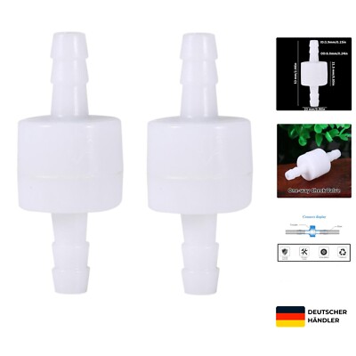 Kunststoff Rückschlagventile 6mm Wasser, Benzin, Flüssigkeiten, 2 Stück
