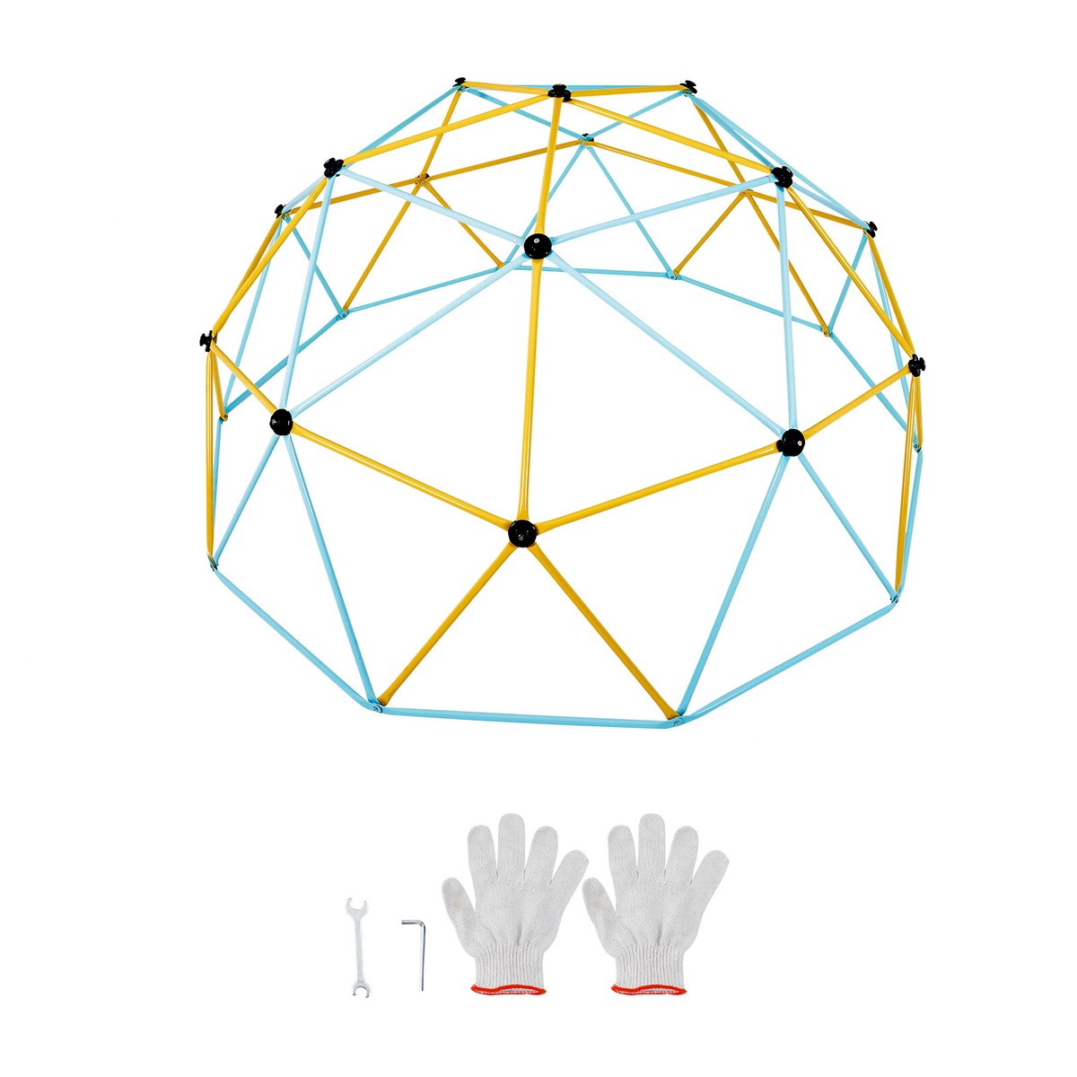 Struttura da Arrampicata Geometrica a Cupola Larghezza 183 cm, Carico 270 kg, Attrezzatura da Arrampicata per Bambini dai 3 ai 10 Anni, Parco Giochi Giardino Esercizio da Esterno Blu Verde | IT