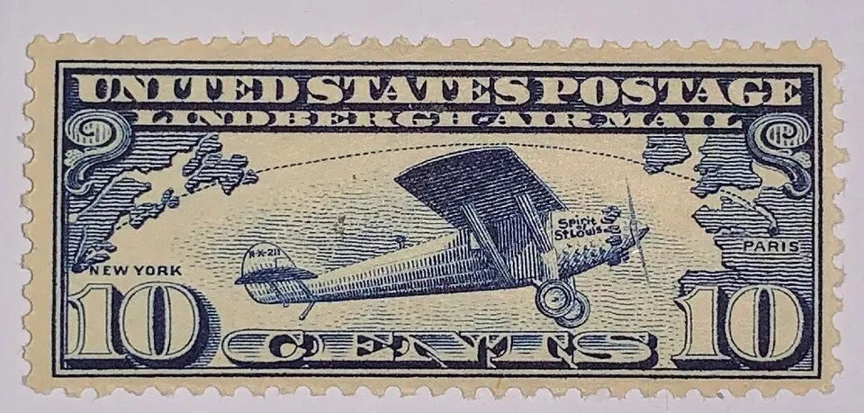 Travelstamps: 1927 US Stamps Scott #C10, Lindbergh Tribute Issue, mint, moglh - Image 3 of 4