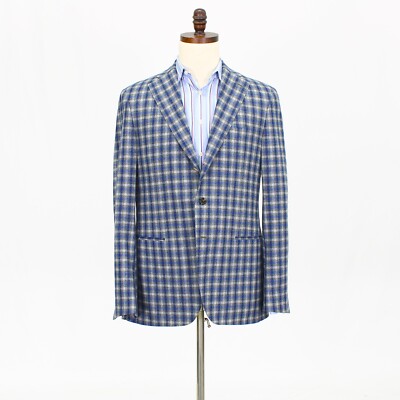 Caruso 42R Gray Sport Coat Blazer Jacket Check 3B Wool
