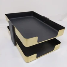 SMITH METAL ARTS McDonald Double Letter Paper Tray Mirror Brass MCM