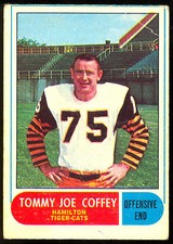 1968 OPC CFL FOOTBALL #44 TOMMY JOE COFFEY VG-EX HAMILTON TIGER CATS TEXAS STATE