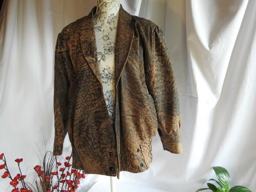 Vintage brown acid wash leather jacket 