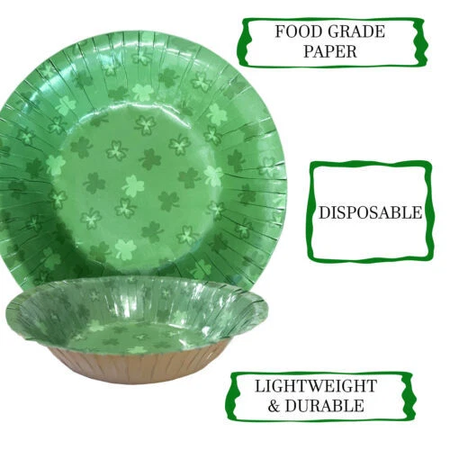 Paper Snack Bowls 10pk St Patrick's Day Shamrock Irish Party Reusable Tableware - Image 3 of 4