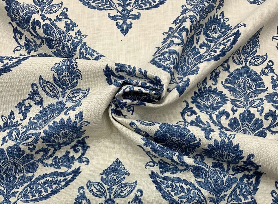 BALLARD DESIGNS KAVI BLUE FLORAL MEDALLION MULTIPURPOSE FABRIC BY THE YARD 54"W - Image 4 of 4