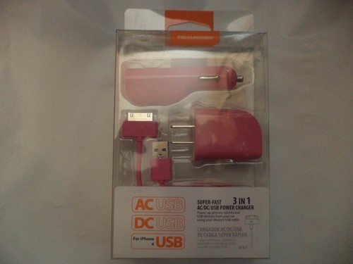 Reiko 3-In-1 Charger USB Data Cable Apple iPad,iPad2,iPad3,iPhone4/4G/4S  Pink