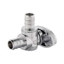 2 PCS Barb Crimp PEX 1/2 Inch X 1/2 Inch, 1/4 Turn Angle Stop Valve, Lead Free