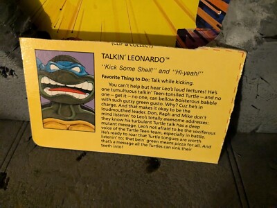 TMNT TEENAGE MUTANT NINJA TURTLES VINTAGE TALKIN LEONARDO PROFILE CARD EXC