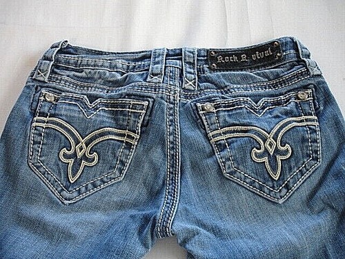 Low Rise Boot Cut Blue Jeans 26 