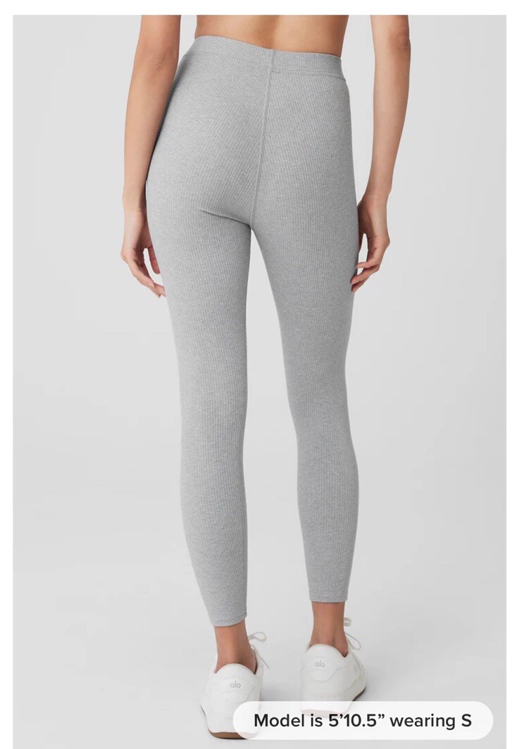 Alo Ribbed High-Waist 7/8 Blissful Legging. Size Small. Grey | eBay
