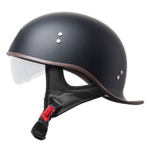 Half Motorbike Beanie Helmet Cap Skid Scooter Chopper Helmet +Sun Visor DOT - Picture 26 of 37