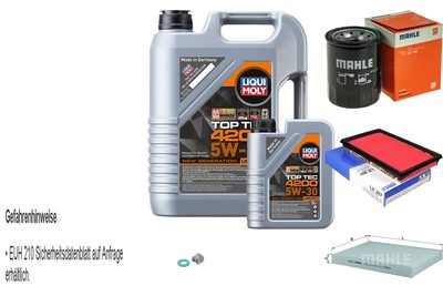 MAHLE Inspektionspaket 6L Liqui Moly 5W-30 Top Tec für Nissan Maxima/Maxima QX