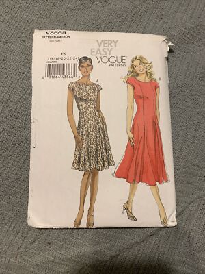 Vogue V8665 Fit & Flare Dress in 2 Lengths w Extended Shoulder Sz 8-14 Pattern | eBay Vogue V8665 Fit & Flare Dress in 2 Lengths w Extended Shoulder Sz 8-14 Pattern | eBay