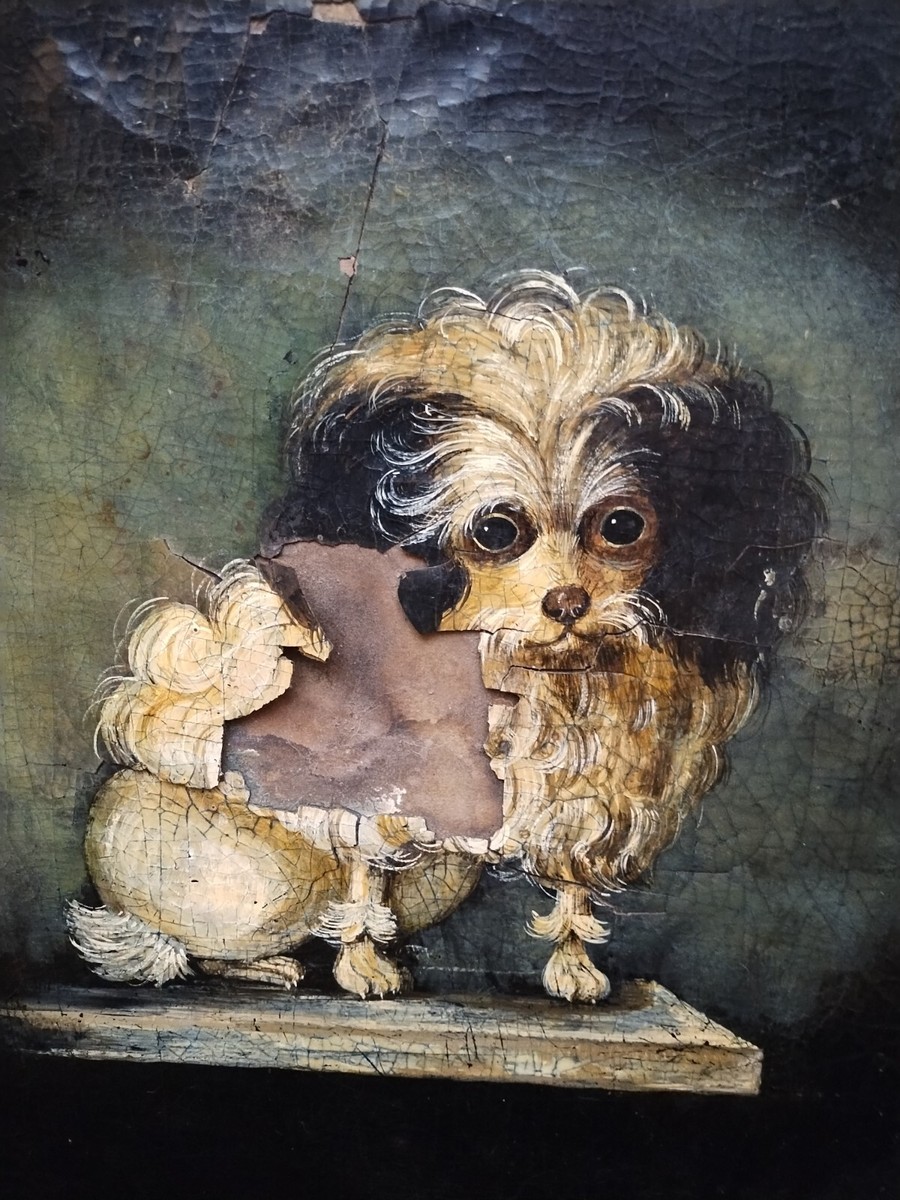 Antique tray Marie Antoinette's Dog Portrait 