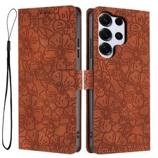 For Samsung Galaxy S26 Ultra S25 S24 S23 Embossed Faux Leather Flip Wallet Case