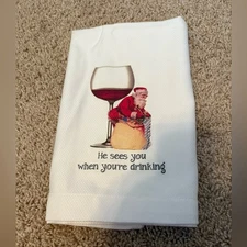 100% Cotton Kitchen Towel | He sees you when you’re drinking | 17x22” Christmas