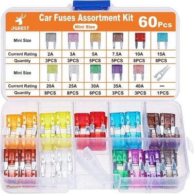 JOREST 60Pcs Mini Kfz Sicherungen Set | Flachsicherung