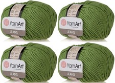 4 Skeins Jeans 55 Cotton 45 Acrylic Yarn Blend Thread Crochet Hand Knitting A...