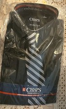 NEW CHAPS Boy's Black Shirt Gray and Black Striped Tie Set Size 8 NWT In Package