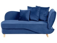 Chaiselongue Samt Blau Rechtsseitig Mit Stauraum Kissen Modern Meri Ii