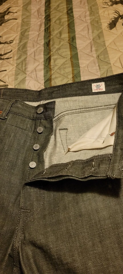 Jeans Levis 501 Para Hombre 34x34 Blanco Roble Cono Denim Crudo Hecho en EE. UU. Ribete LEER Foto 4 de 4