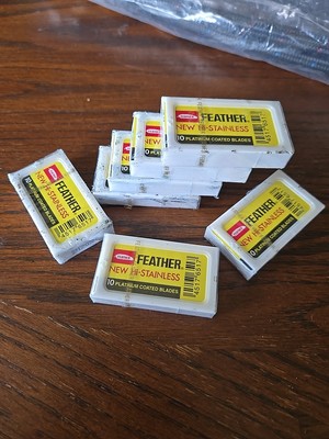 70 FEATHER Hi-Stainless Platinum Coated Double Edge Razor Blades 
