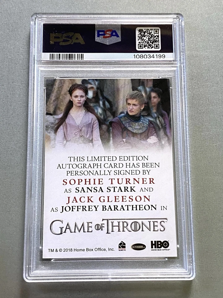 Game of Thrones Rittenhouse Auto Card Dual Sophie Turner Jack Gleeson PSA 9 - Image 3 of 3