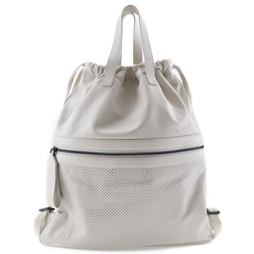 Zaino Bottega Veneta con coulisse in pelle traforata beige in pelle di vitello