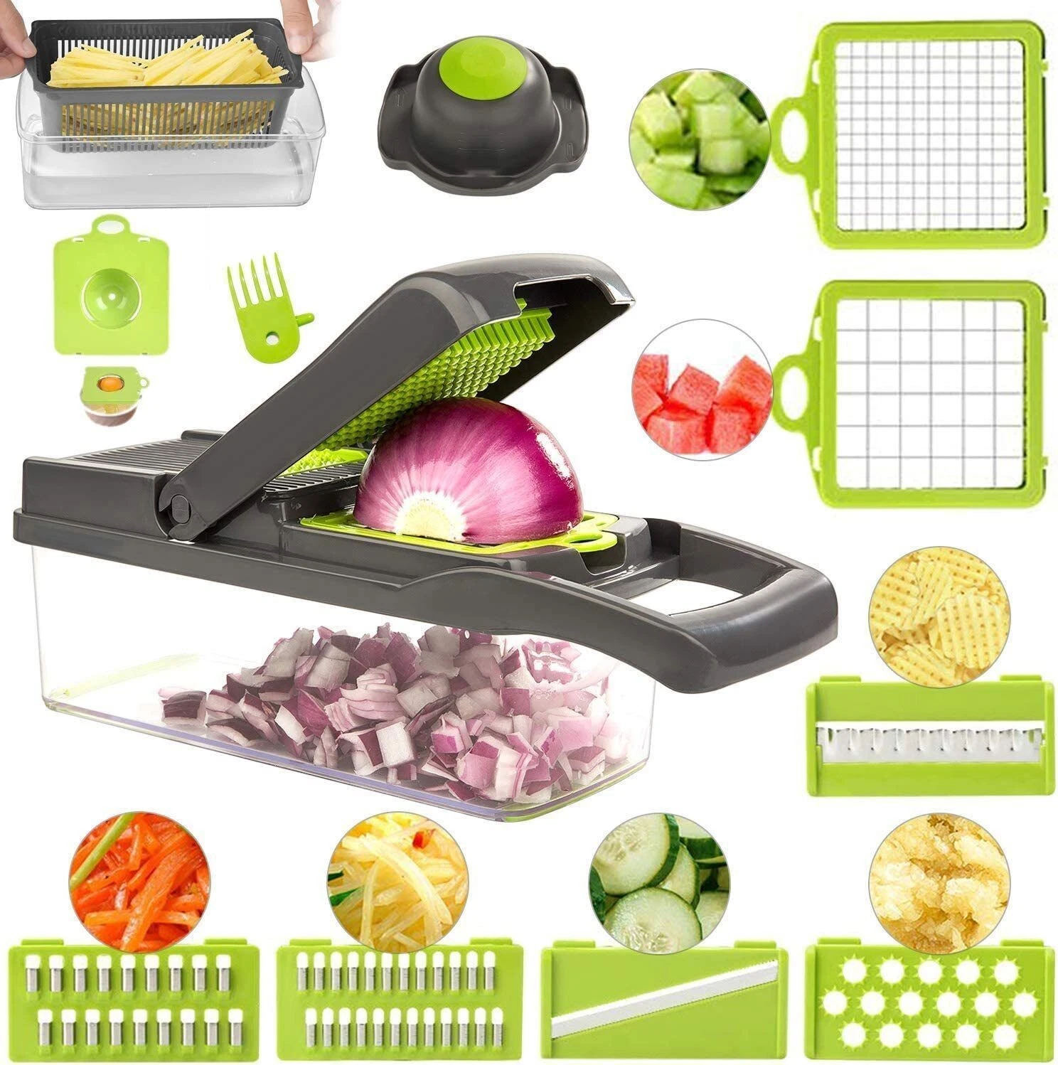 Vegetable Fruit Chopper Cutter 15 in 1 Kitchen Food Onion Veggie Slicer Peelers