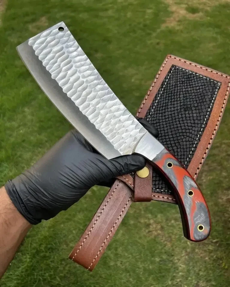 Handmade Damascus Meat Cleaver Knife Kitchen Chopper Wood Handle Sharp