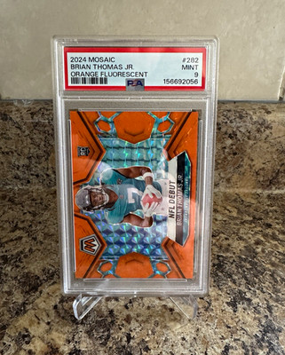 Panini 2024 Mosaic Brian Thomas Jr. NFL Debut Orange Fluorescent /25 RC PSA 9