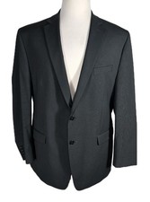 Calvin Klein Mens 46R Black Striped Lt Weight Poly Rayon Lycra Sport Coat B48