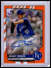 2023 Topps Big League #184 Brady Singer Electric Orange Base Autographs