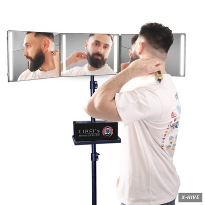 360° Mirror with Tripod, 3-Way Mirro for Self Hair Cutting, Includes Crystal-Cle