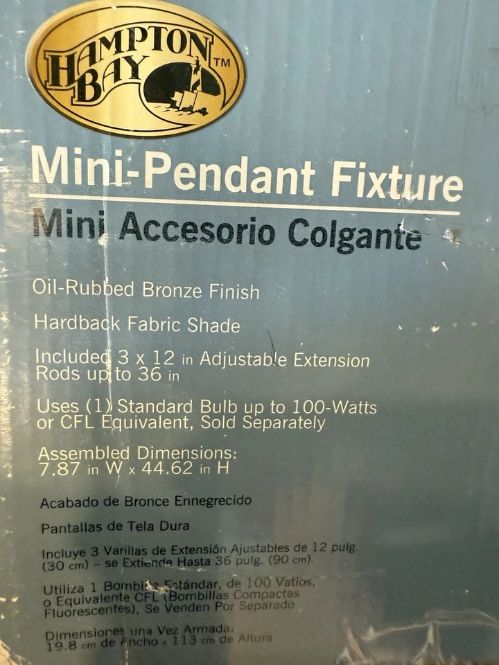 "Mini lámpara colgante colgante de bronce frotado con aceite Hampton Bay Murray 8x44,5"" L" Foto 4 de 4