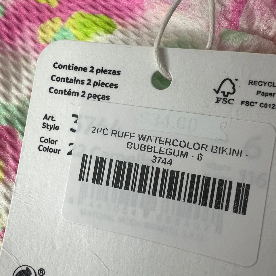 Bikini Mayoral Girls 6 Bubblegum Rosa Acuarela Volantes  Foto 3 de 4