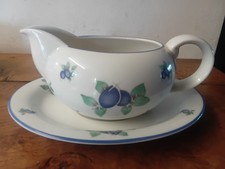 Doulton Everyday Blueberry Gravy Boat Sauce Jug & Underplate  Saucer 8"