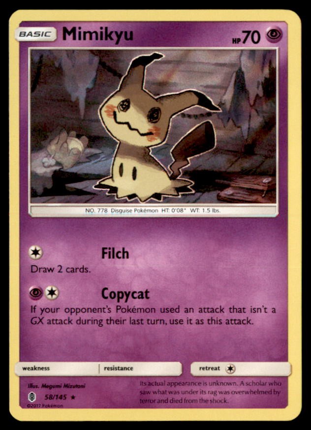Pokemon Mimikyu 58/145 Guardians Rising Holo