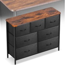 Dresser for Bedroom with 7 Drawers Storage Drawers Organizer Unit Curved wood