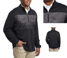 PEBBLE BEACH Black Stripe Dry-Luxe Performance 1/4 Zip Pullover Sz L Mens NWT