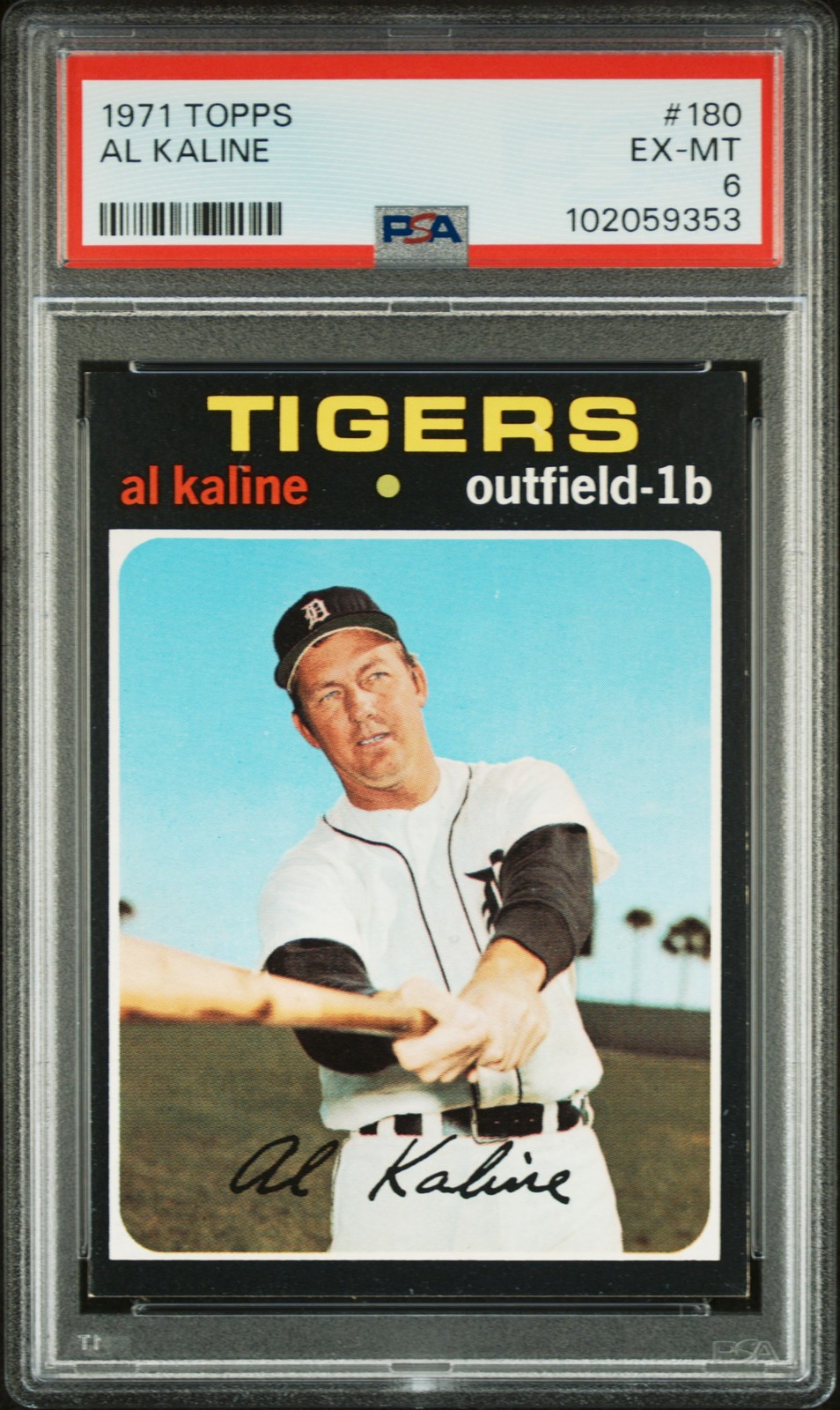 Al Kaline 1971 Topps #180 PSA 6 Detroit Tigers