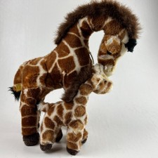 Aurora Miyoni Giraffe w Baby Plush Stuffed Animal Realistic Wildlife Toy 14"